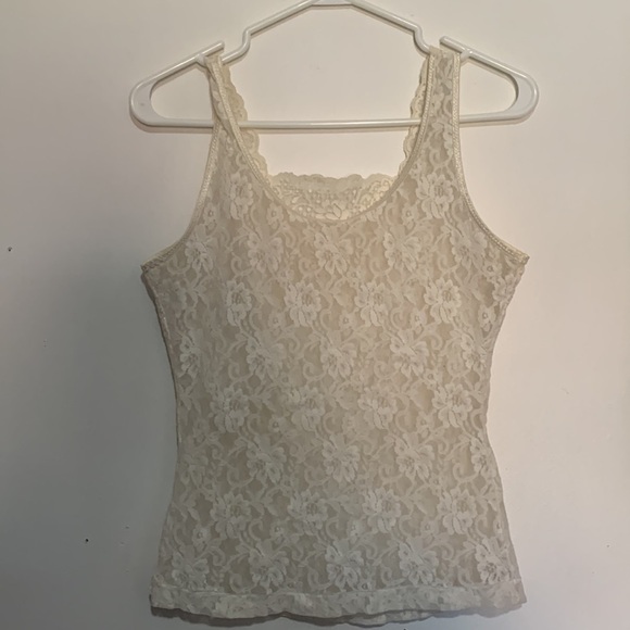 Vintage Y2K Off-White Lace Cami Top Bridal Festival Coquette Lingerie - Picture 7 of 7